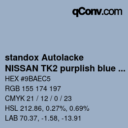 Code couleur: standox Autolacke - NISSAN TK2 purplish blue (patrol) | qconv.com