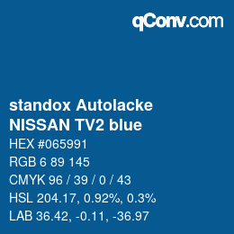 Código de color: standox Autolacke - NISSAN TV2 blue | qconv.com