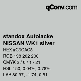 Color code: standox Autolacke - NISSAN WK1 silver | qconv.com