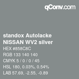 Color code: standox Autolacke - NISSAN WV2 silver | qconv.com