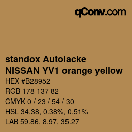 Código de color: standox Autolacke - NISSAN YV1 orange yellow | qconv.com