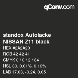 Farbcode: standox Autolacke - NISSAN Z11 black | qconv.com