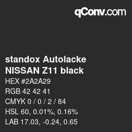 Color code: standox Autolacke - NISSAN Z11 black | qconv.com