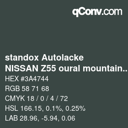 Código de color: standox Autolacke - NISSAN Z55 oural mountain OEM2005 | qconv.com