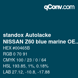 Color code: standox Autolacke - NISSAN Z60 blue marine OEM2005 | qconv.com