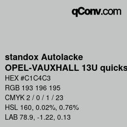 Color code: standox Autolacke - OPEL-VAUXHALL 13U quicksilver OEM2005 | qconv.com
