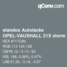 Code couleur: standox Autolacke - OPEL-VAUXHALL 21X storm blue OEM 2006 | qconv.com