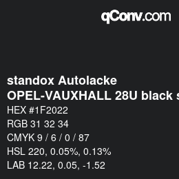 Color code: standox Autolacke - OPEL-VAUXHALL 28U black sapphire | qconv.com