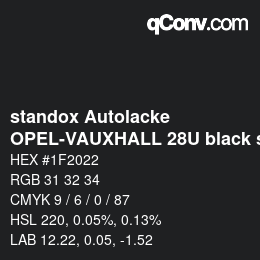 Código de color: standox Autolacke - OPEL-VAUXHALL 28U black sapphire | qconv.com