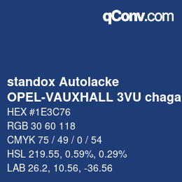 カラーコード: standox Autolacke - OPEL-VAUXHALL 3VU chagall/coral blue | qconv.com