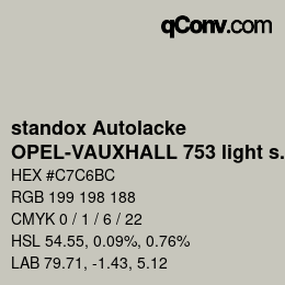 Color code: standox Autolacke - OPEL-VAUXHALL 753 light silver | qconv.com