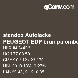 Código de color: standox Autolacke - PEUGEOT EDP brun palombe | qconv.com