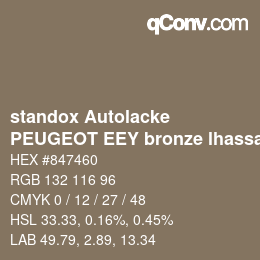 Color code: standox Autolacke - PEUGEOT EEY bronze lhassa | qconv.com