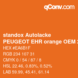 Color code: standox Autolacke - PEUGEOT EHR orange OEM 2006 | qconv.com