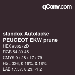 カラーコード: standox Autolacke - PEUGEOT EKW prune | qconv.com