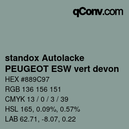 Color code: standox Autolacke - PEUGEOT ESW vert devon | qconv.com