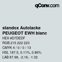 Color code: standox Autolacke - PEUGEOT EWH blanc | qconv.com