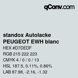 Código de color: standox Autolacke - PEUGEOT EWH blanc | qconv.com