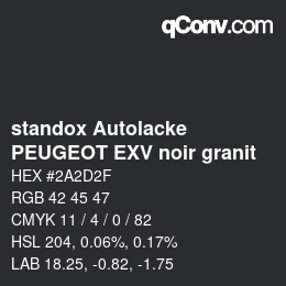 Farbcode: standox Autolacke - PEUGEOT EXV noir granit | qconv.com