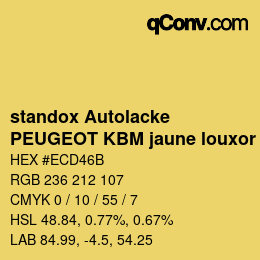 Color code: standox Autolacke - PEUGEOT KBM jaune louxor | qconv.com