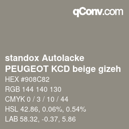 Color code: standox Autolacke - PEUGEOT KCD beige gizeh | qconv.com