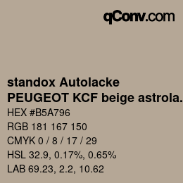 Color code: standox Autolacke - PEUGEOT KCF beige astrolabe | qconv.com