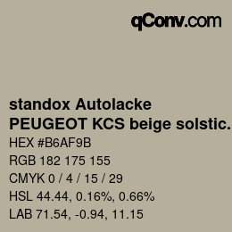 Farbcode: standox Autolacke - PEUGEOT KCS beige solstice | qconv.com