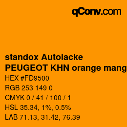 Color code: standox Autolacke - PEUGEOT KHN orange mango | qconv.com