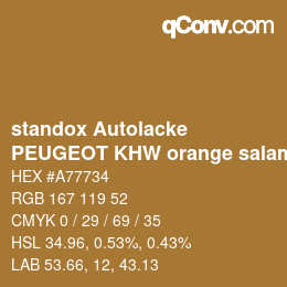 Color code: standox Autolacke - PEUGEOT KHW orange salamanque | qconv.com