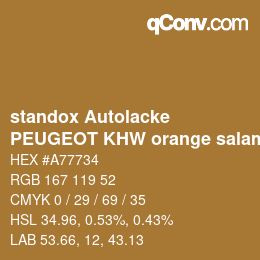 カラーコード: standox Autolacke - PEUGEOT KHW orange salamanque | qconv.com
