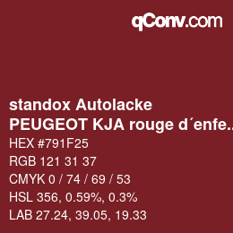 カラーコード: standox Autolacke - PEUGEOT KJA rouge d´enfer | qconv.com