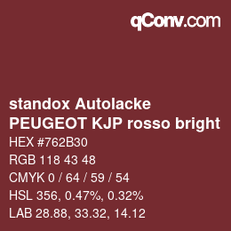 Farbcode: standox Autolacke - PEUGEOT KJP rosso bright | qconv.com