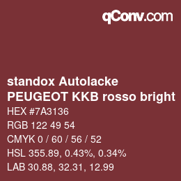 Farbcode: standox Autolacke - PEUGEOT KKB rosso bright | qconv.com