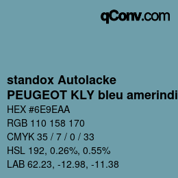 Color code: standox Autolacke - PEUGEOT KLY bleu amerindien | qconv.com