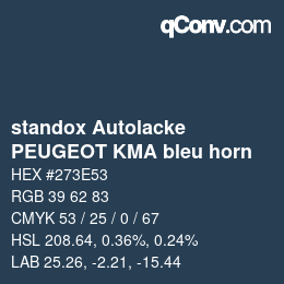 Color code: standox Autolacke - PEUGEOT KMA bleu horn | qconv.com