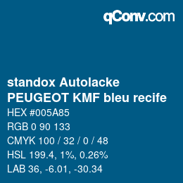 Color code: standox Autolacke - PEUGEOT KMF bleu recife | qconv.com
