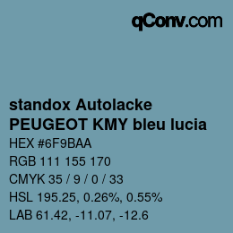 Farbcode: standox Autolacke - PEUGEOT KMY bleu lucia | qconv.com