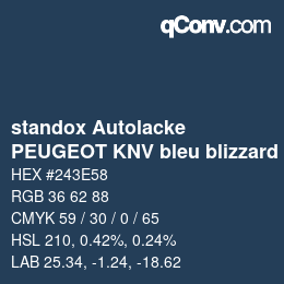 Color code: standox Autolacke - PEUGEOT KNV bleu blizzard | qconv.com
