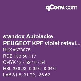 Color code: standox Autolacke - PEUGEOT KPF violet retevision | qconv.com