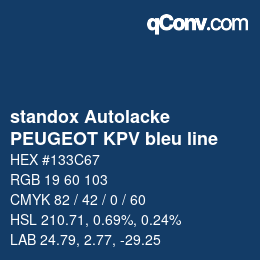Color code: standox Autolacke - PEUGEOT KPV bleu line | qconv.com