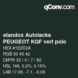 Color code: standox Autolacke - PEUGEOT KQF vert polo | qconv.com