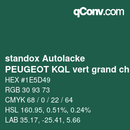 Código de color: standox Autolacke - PEUGEOT KQL vert grand chelem | qconv.com