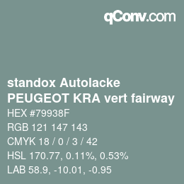 Code couleur: standox Autolacke - PEUGEOT KRA vert fairway | qconv.com