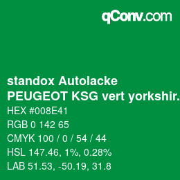 Color code: standox Autolacke - PEUGEOT KSG vert yorkshire | qconv.com