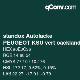 Code couleur: standox Autolacke - PEUGEOT KSU vert oackland | qconv.com
