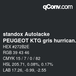 Color code: standox Autolacke - PEUGEOT KTG gris hurricane OEM2005 | qconv.com