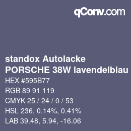 カラーコード: standox Autolacke - PORSCHE 38W lavendelblau | qconv.com