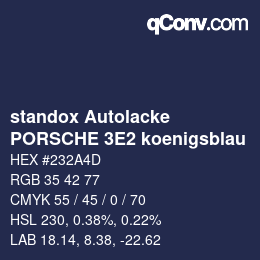 Color code: standox Autolacke - PORSCHE 3E2 koenigsblau | qconv.com