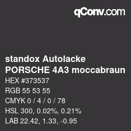 Color code: standox Autolacke - PORSCHE 4A3 moccabraun | qconv.com