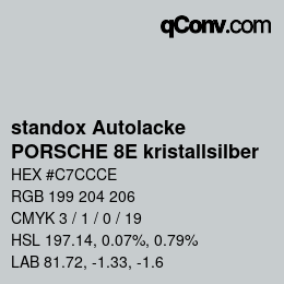 Code couleur: standox Autolacke - PORSCHE 8E kristallsilber | qconv.com